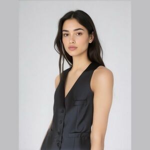 BOY. Band of Outsiders black button-up wool tuxedo sleeveless vest size 2